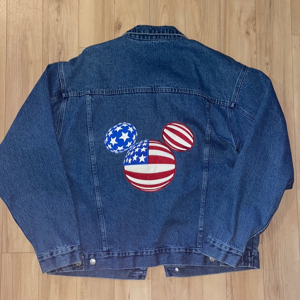 Disneyland Resort american flag mickey mouse denim jean jacket
